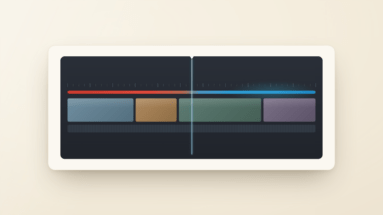 Timeline DaVinci Resolve : la barre de rendu rouge (saccade) qui passe au bleu (lecture fluide)