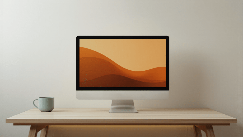 Écran pour monter ses vidéos : moniteur calibré posé sur un bureau de montage à la lumière douce